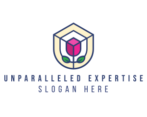 Mosaic Flower Shield logo design