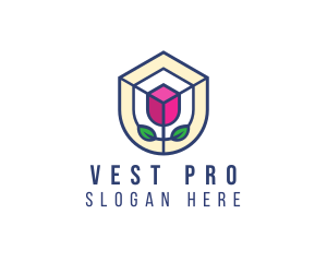 Mosaic Flower Shield logo design