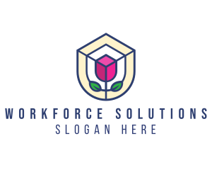 Mosaic Flower Shield logo design