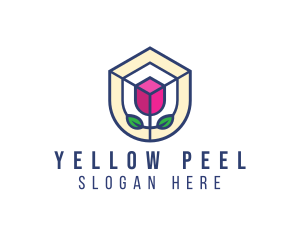 Mosaic Flower Shield logo design