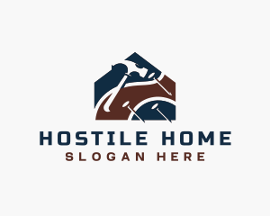 Home Construction Hammer Nail logo design