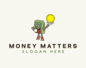 Waiter Money Coin logo design