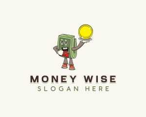 Waiter Money Coin logo design