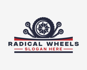 Wheel Tire Mechanic Repair logo design