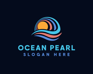 Ocean Wave Sun logo design