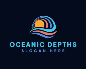 Ocean Wave Sun logo design