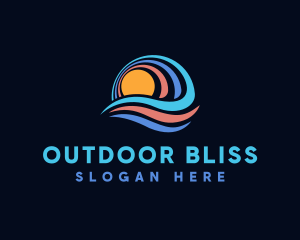 Ocean Wave Sun logo design