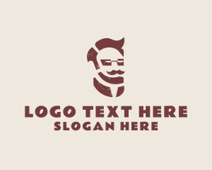 Hipster Man Mustache logo