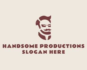 Hipster Man Mustache logo