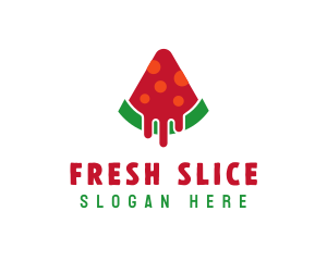 Watermelon Pizza Slice logo design