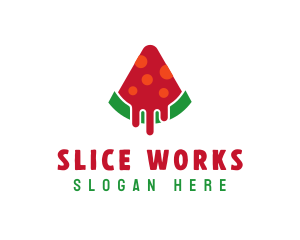 Watermelon Pizza Slice logo design