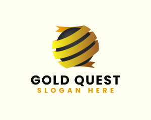 Gold Ribbon Globe logo design