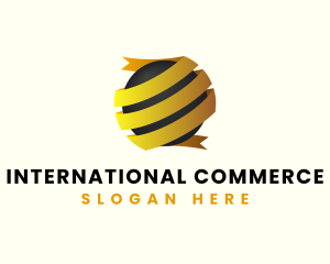 Gold Ribbon Globe logo design