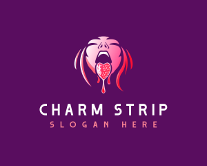 Strawberry Lick Tongue logo design