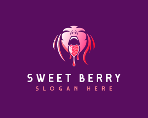 Strawberry Lick Tongue logo design