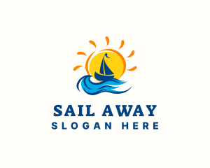 Sail Boat Sunset logo design