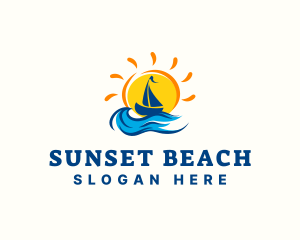 Sail Boat Sunset logo design