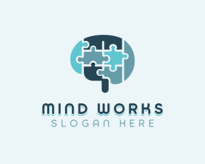 Brain Jigsaw Puzzle logo design