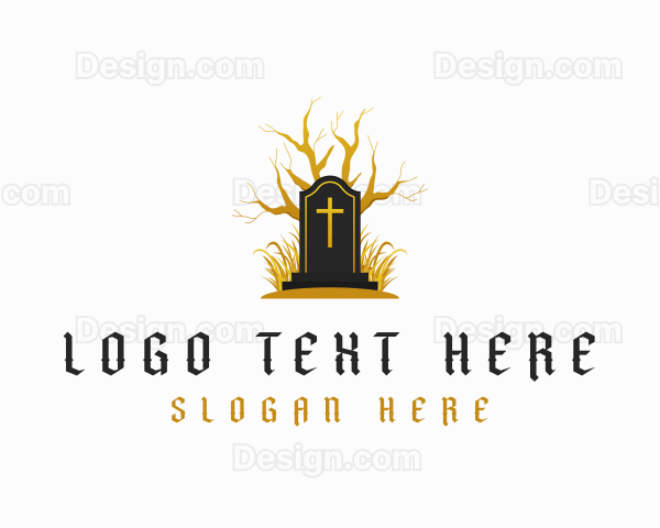 Gothic Halloween Gravestone Logo