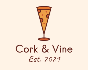 Pizza Champagne Glass  logo design