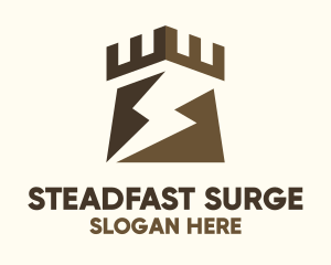 Brown Lightning Castle logo design