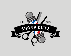 Barbershop Grooming Scissors logo design