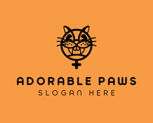 Pet Cat Fangs logo design