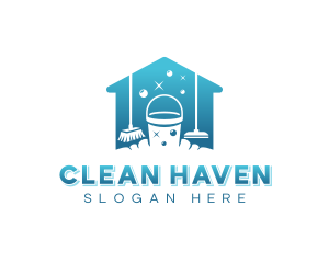 Cleaning Bucket Janitorial logo design