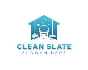 Cleaning Bucket Janitorial logo design