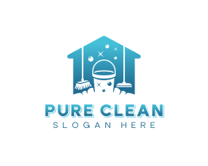 Cleaning Bucket Janitorial logo design