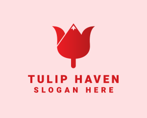 Tulip Flower Mountain logo design