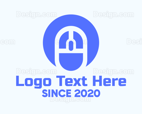 Blue Tech Circle Mouse Logo