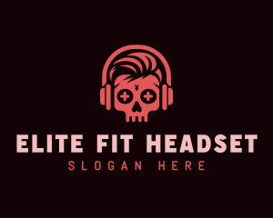 Headset Skull Podcast logo design