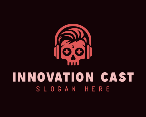 Headset Skull Podcast logo design