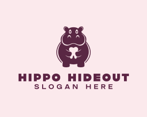 Tooth Dental Hippo logo design