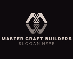 Metallic Blacksmith Builder Letter M logo design