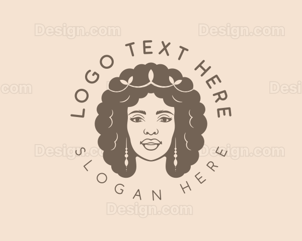 Female Curly Hairstyle Logo