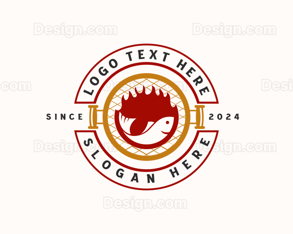 Barbecue Grill Fish Logo