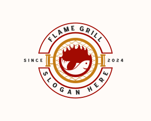 Barbecue Grill Fish logo design