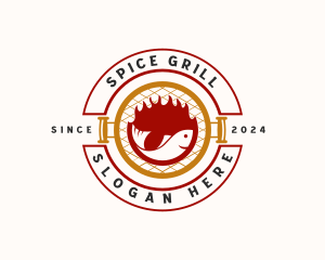 Barbecue Grill Fish logo design