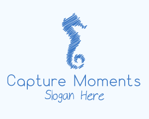 Blue Seahorse Scribble logo