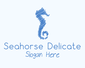 Blue Seahorse Scribble logo