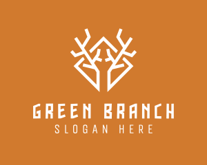 Antlers Branch Twig logo design