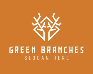 Antlers Branch Twig logo design