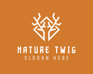 Antlers Branch Twig logo design