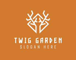 Antlers Branch Twig logo design