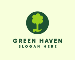 Green Tree Hammer logo design