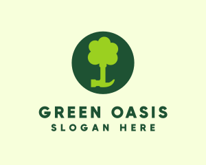 Green Tree Hammer logo design