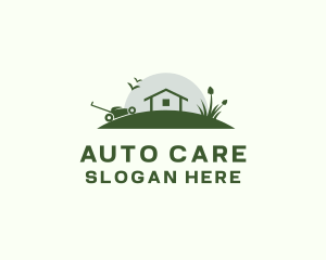 Lawn Mower Garden Tool Shed logo design