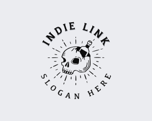 Hipster Skull Bottle logo